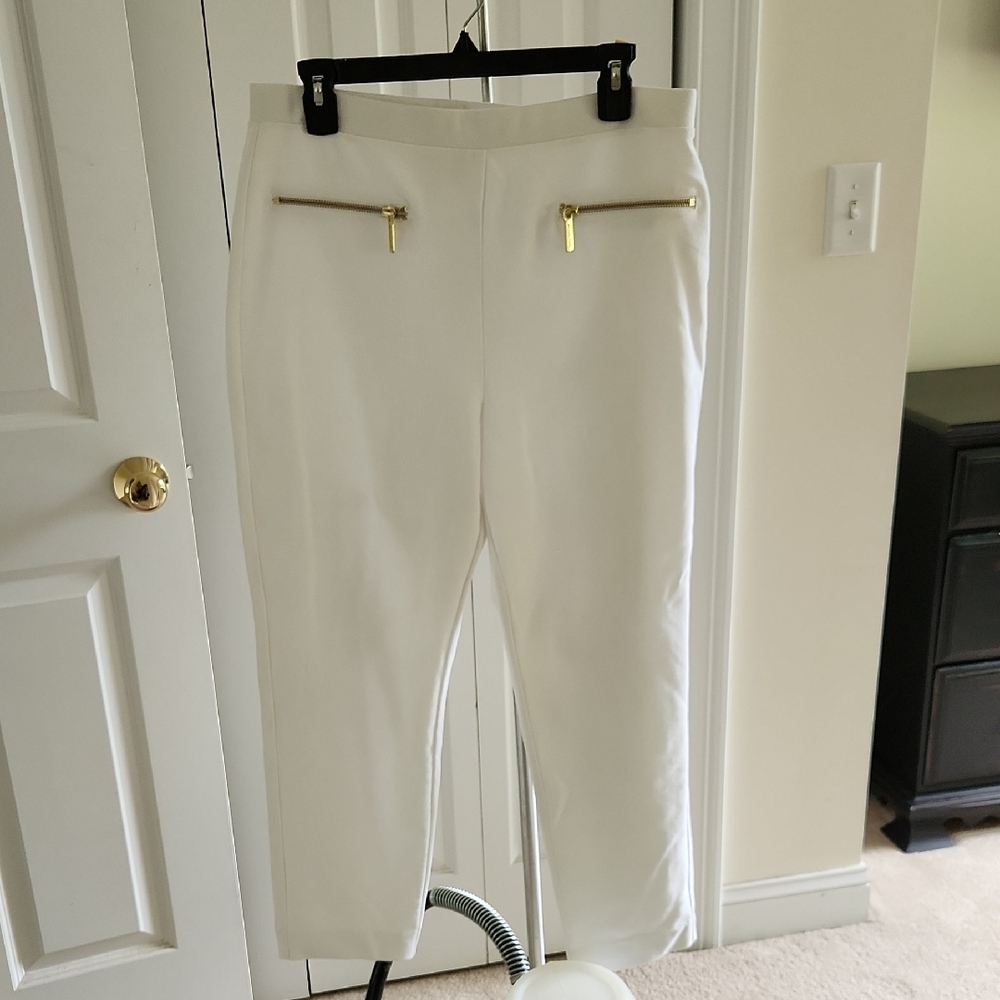 Michael Kors Cream Pants with Gold Detail
